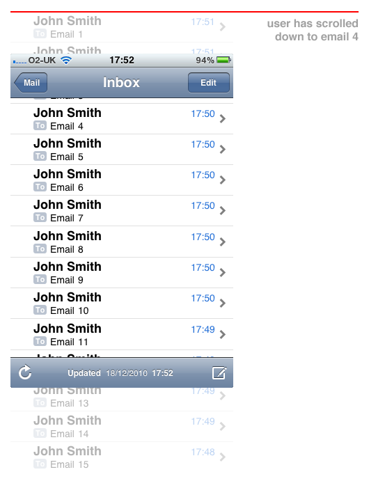 User has scrolled down to email 4